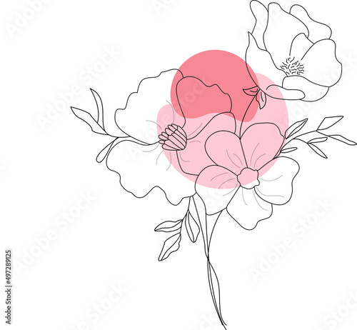 Poster flowers line art simple one line art.