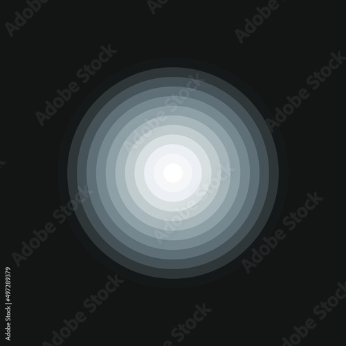 Radiating concentric circles abstract graphic background. Design element from monochrome circles. Vector illustration