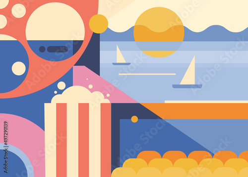 Abstract banner with movie theater. Creative placard design.
