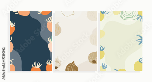 vegetable background template  vector set