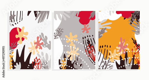  floral background template vector set
