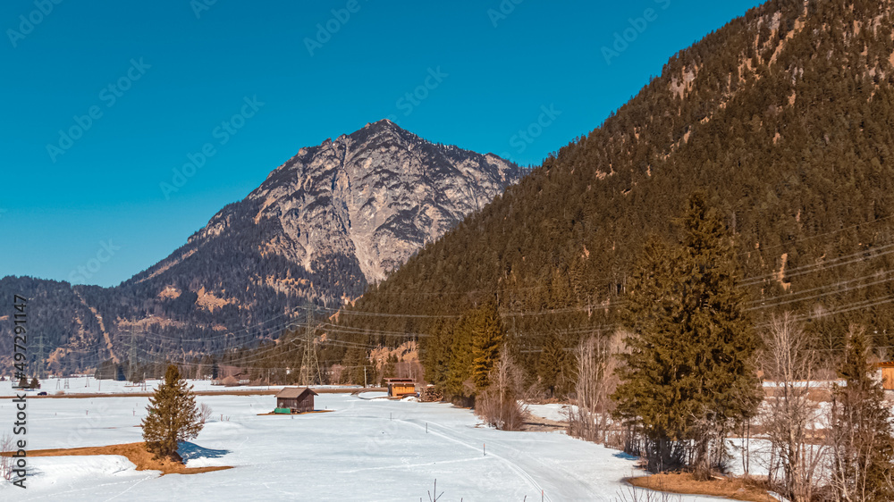 Beautiful alpine winter landscape at Bichlbach, Tyrol, Austria
