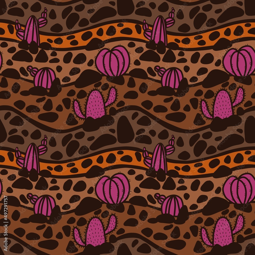 Floral seamless cactus pattern for fabrics and textiles and packaging and gifts and cards and linens and kids Floral seamless cactus pattern for fabrics and textiles and packaging and gifts and cards and linens and kids