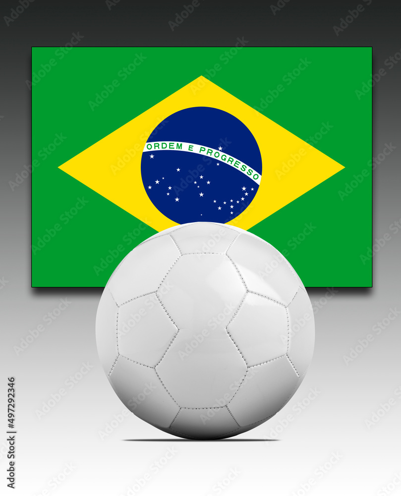 Soccer ball with Brazil national team flag.