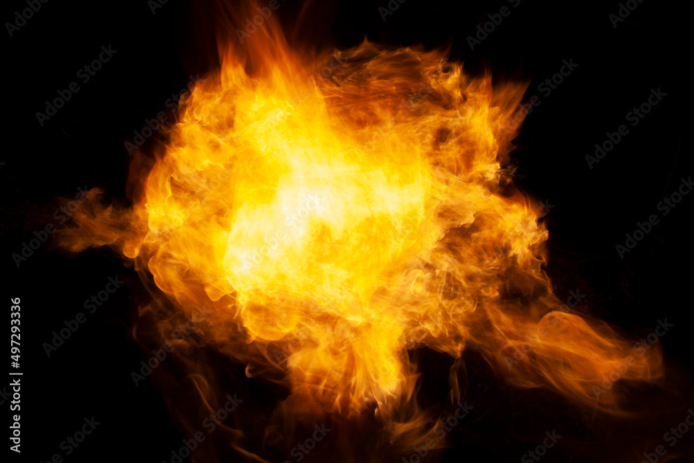 Fototapeta premium Fire explosion on dark background