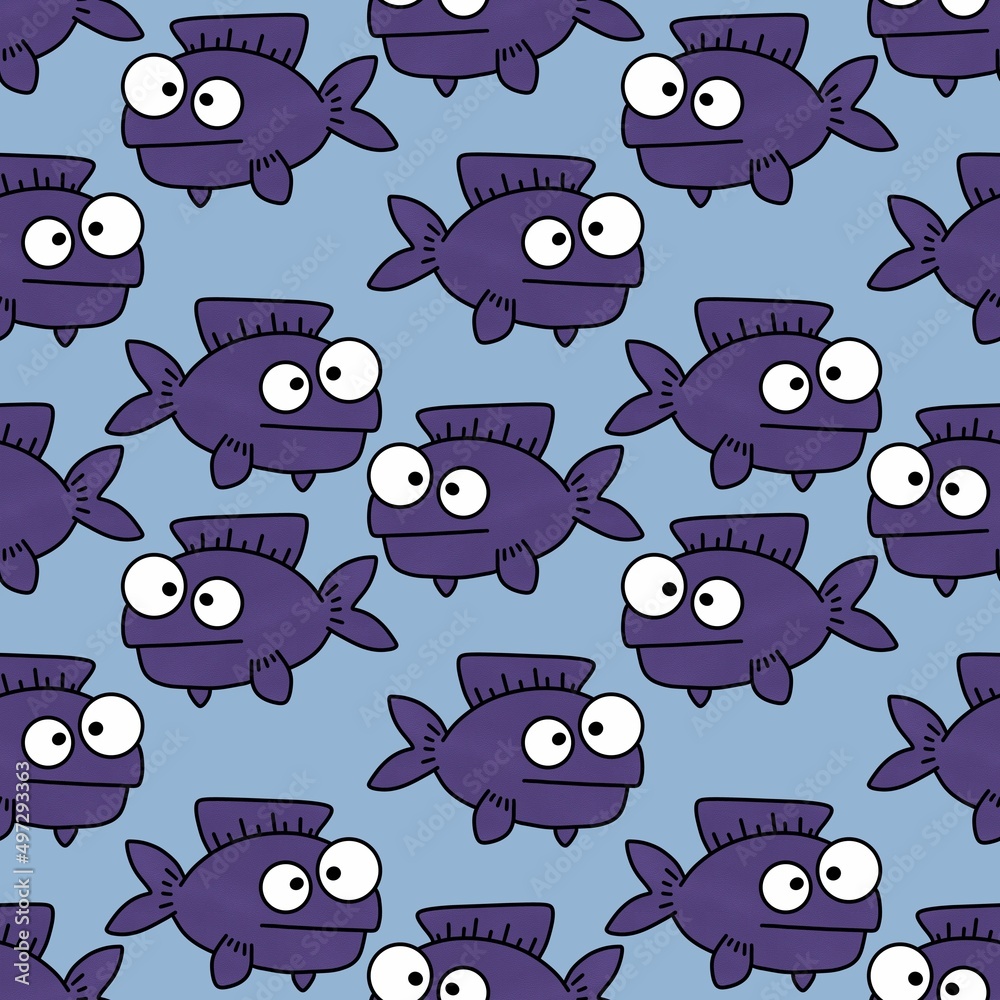 Summer seamless fish pattern for fabrics and textiles and packaging and gifts and cards and linens and kids Summer seamless fish pattern for fabrics and textiles and packaging and gifts and cards and linens and kids
