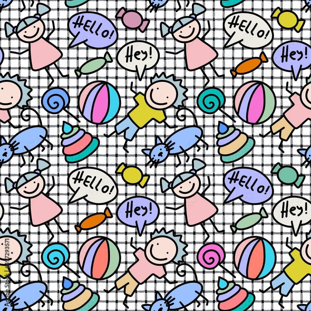 Cartoon seamless kids comic pattern for fabrics and textiles and packaging and gifts and wrapping paper Cartoon seamless kids comic pattern for fabrics and textiles and packaging and gifts and wrapping paper