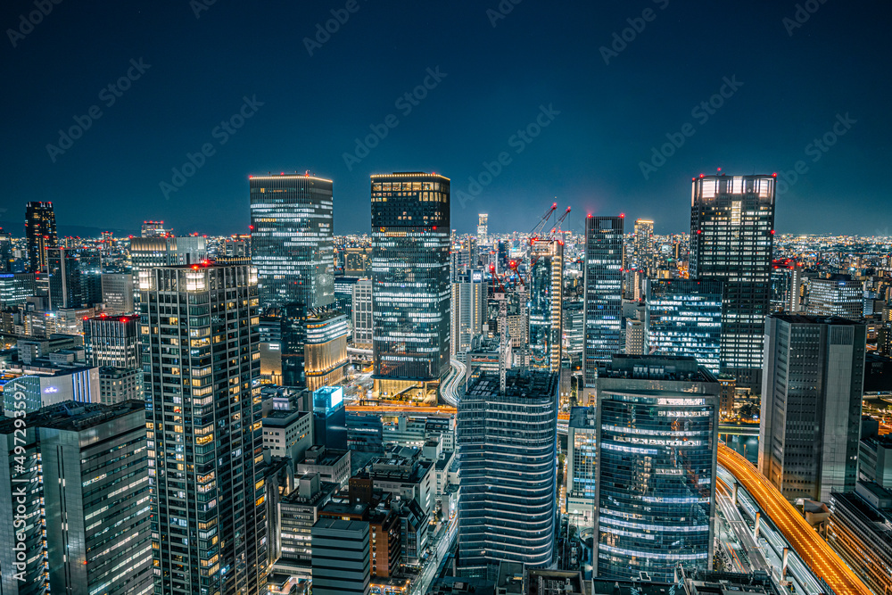 Obraz premium リッツカールトン大阪高層階からの夜景 【大阪夜景】