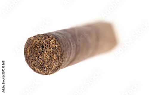macro photo of a cigar front, Cuban cigar