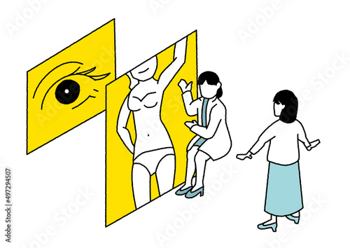 医者に美容について説明を受けるイラスト