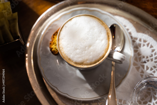Canvastavla Cappuccino mit Milchschaum