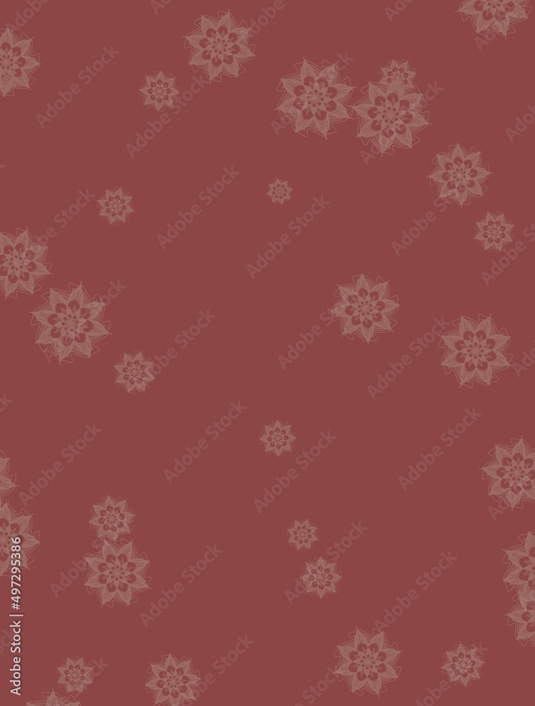 Vertical illustration, pale abstract flowers on deep red background Vertical illustration, pale abstract flowers on deep red background