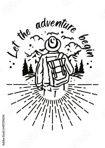 Let the adventure begin Man in mountains t-shirt idea