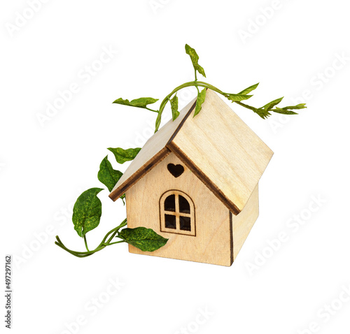 Small wooden house covered ...