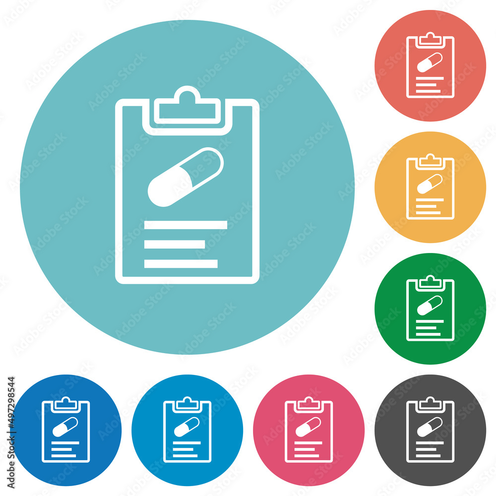 Medical prescription outline flat round icons Medical prescription outline flat round icons
