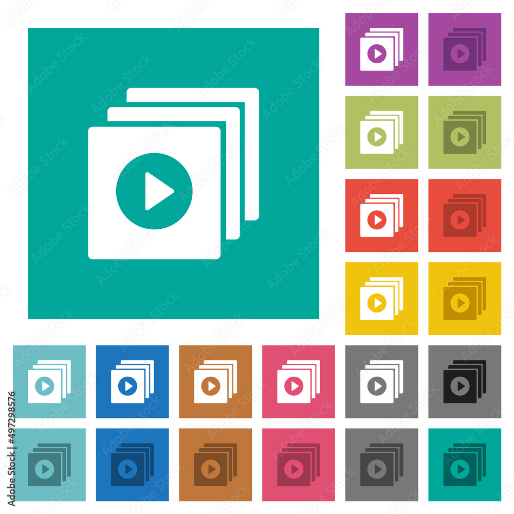 Play files solid square flat multi colored icons Play files solid square flat multi colored icons