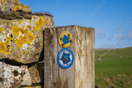 Waypost marker on the Dales High Way between Newbiggin on Lune and Appelby in westmorland photo