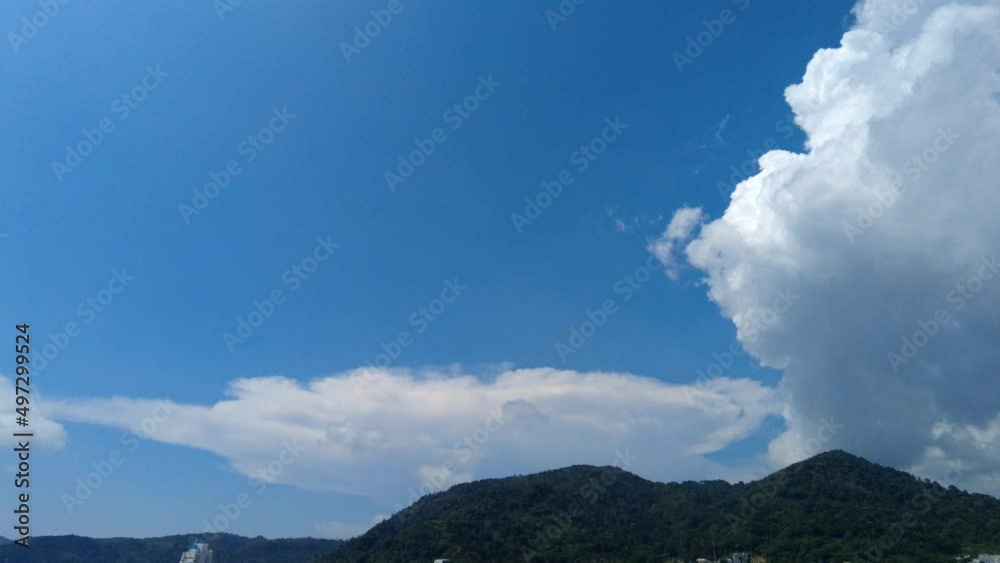 time lapse Fast moving clouds against a nice blue sky with Palm Tree and swaying in the wind Patong Phuket Thailand time lapse Fast moving clouds against a nice blue sky with Palm Tree and swaying in the wind Patong Phuket Thailand
