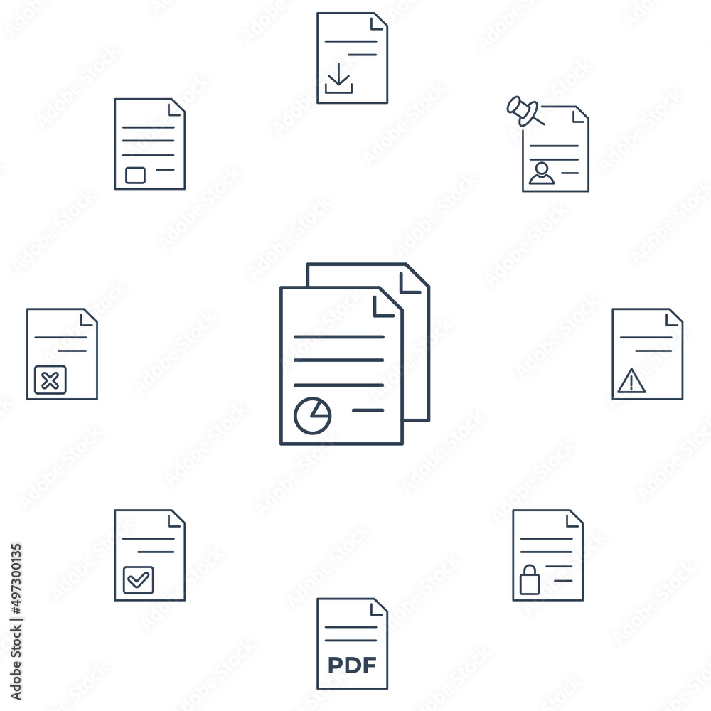 document icons set . document pack symbol vector elements for infographic web document icons set . document pack symbol vector elements for infographic web