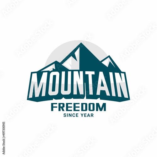 Fotobehang mountains and pine forest logo illustration vector