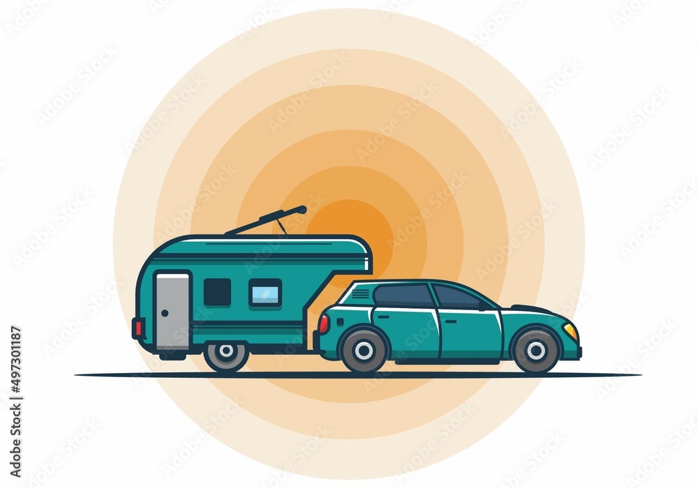 Car with additional towing box illustration