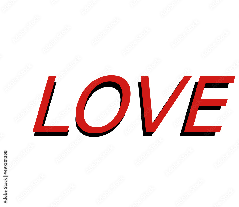 Vecteur love amour écrit en rouge sur blanc Vecteur love amour écrit en rouge sur blanc