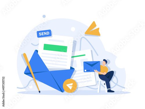 Email and messaging,Email marketing campaign,Working process, New email message,flat design icon vector illustration