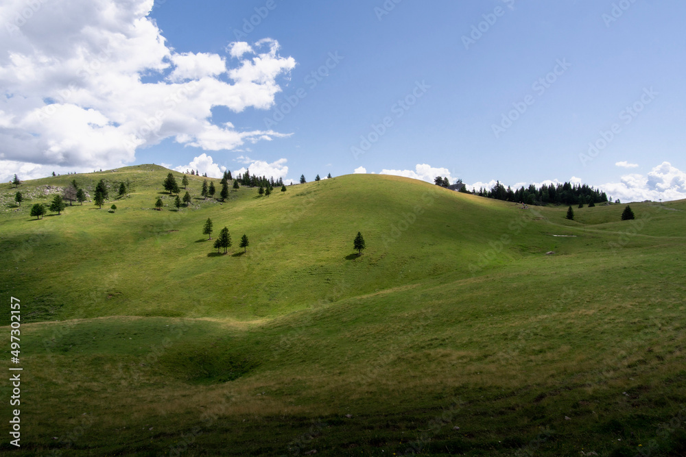 green hills at Velika Planina in Slovenia