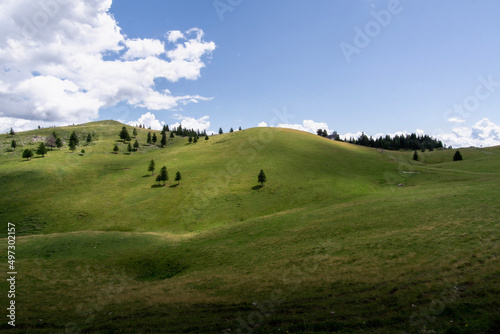 green hills at Velika Planina in Slovenia