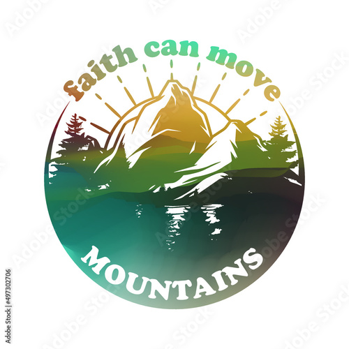 Faith Can Move Mountains Illustration Clip Art Design Shape. Religion Silhouette Icon Vector.