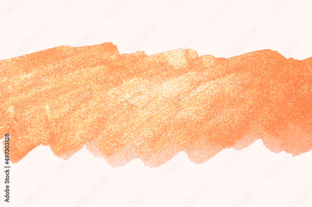 Abstract orange hand painted stain on light gray background for your design