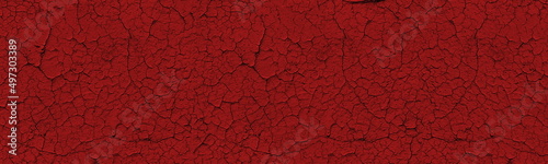 Canvas Print Bloody red old cracked surface wide panoramic texture
