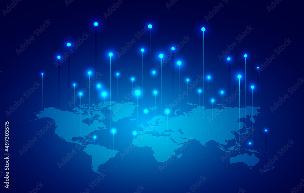 Technology Cyber Background With World Map