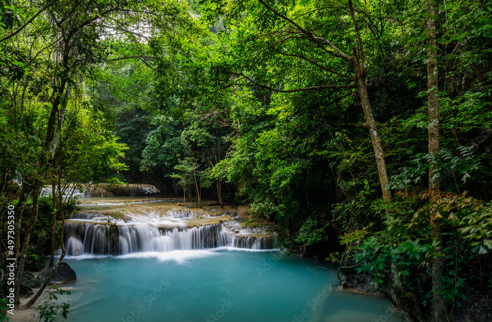 Fototapeta premium Erawan Waterfall,beautiful waterfall deep forest in Thailand