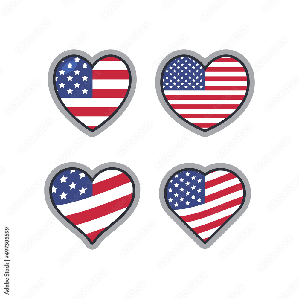 United States flag in heart shape. USA national emblem. American love ...