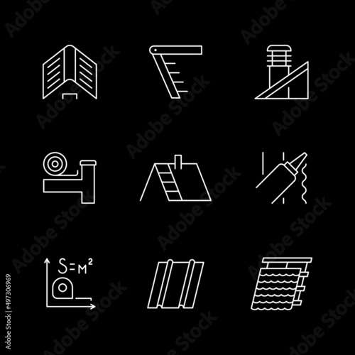 Set line outline icons of roof