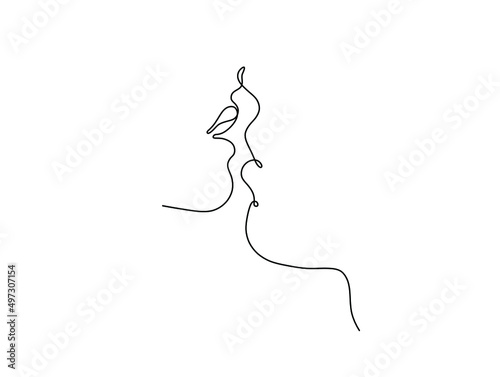 Vector isolated two kissing people one line single line graphic abstract drawing
