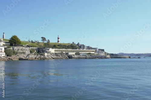 The beautiful waterfront of Plymouth with its stunning waters on a sunny day in the South West of England.