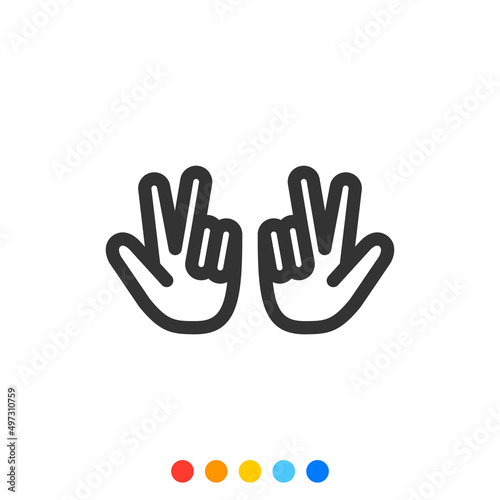 Hand gesture icon, Hand gesture of Hip Hop or Rap, Vector. © aiinue