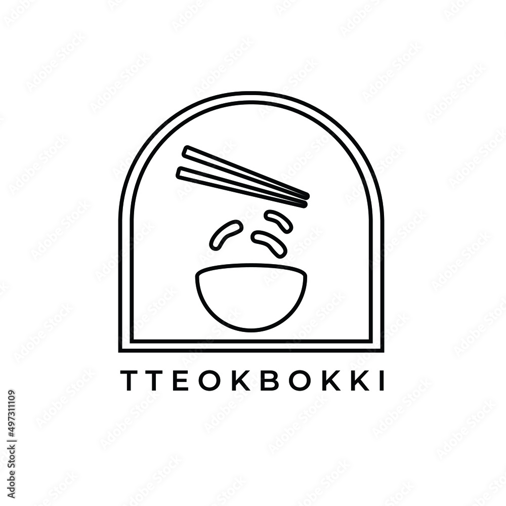 Simple illustration logo black and white tteokbokki house Simple illustration logo black and white tteokbokki house