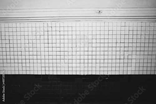 Tiled wall in old Moscow metro background