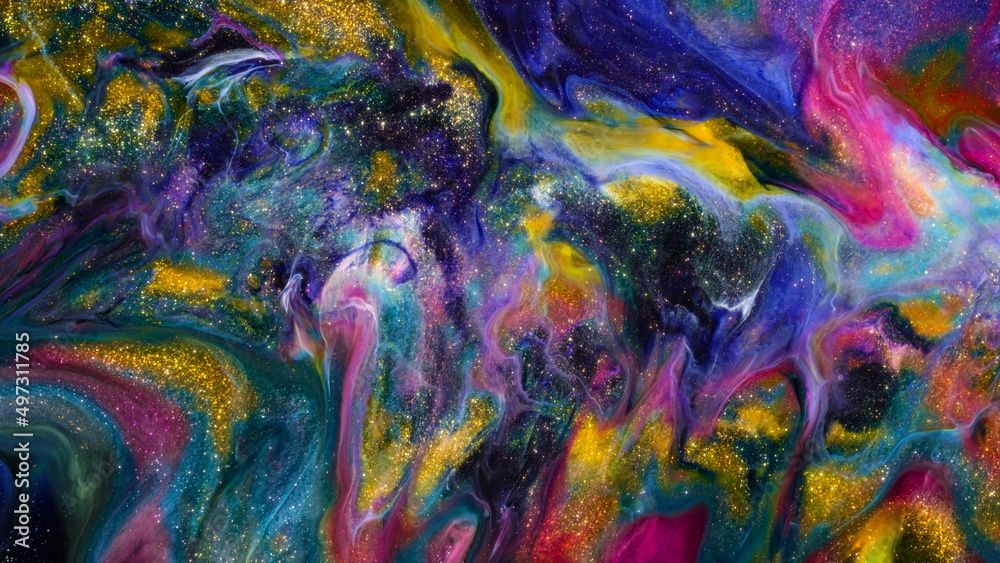 Fluide liquide art acrylic oil paints texture. Backdrop abstract mixing