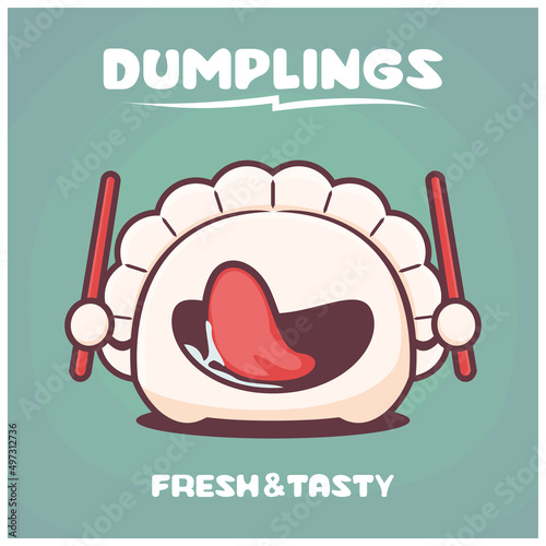 dumplings cartoon. asian food vector illustration