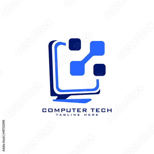 computer technology logo design template
