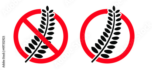 No wheat. Gluten ( coeliakie ) is a mixture of proteins that occurs naturally in certain grains. Gluten free diet. Vector product label or icon. Organic food allergy symbol or pictogram. allergen free