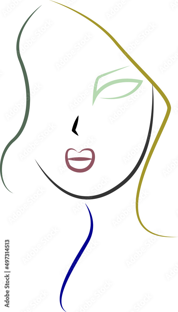Poster with minimal female face single line drawing. Poster with minimal female face single line drawing.