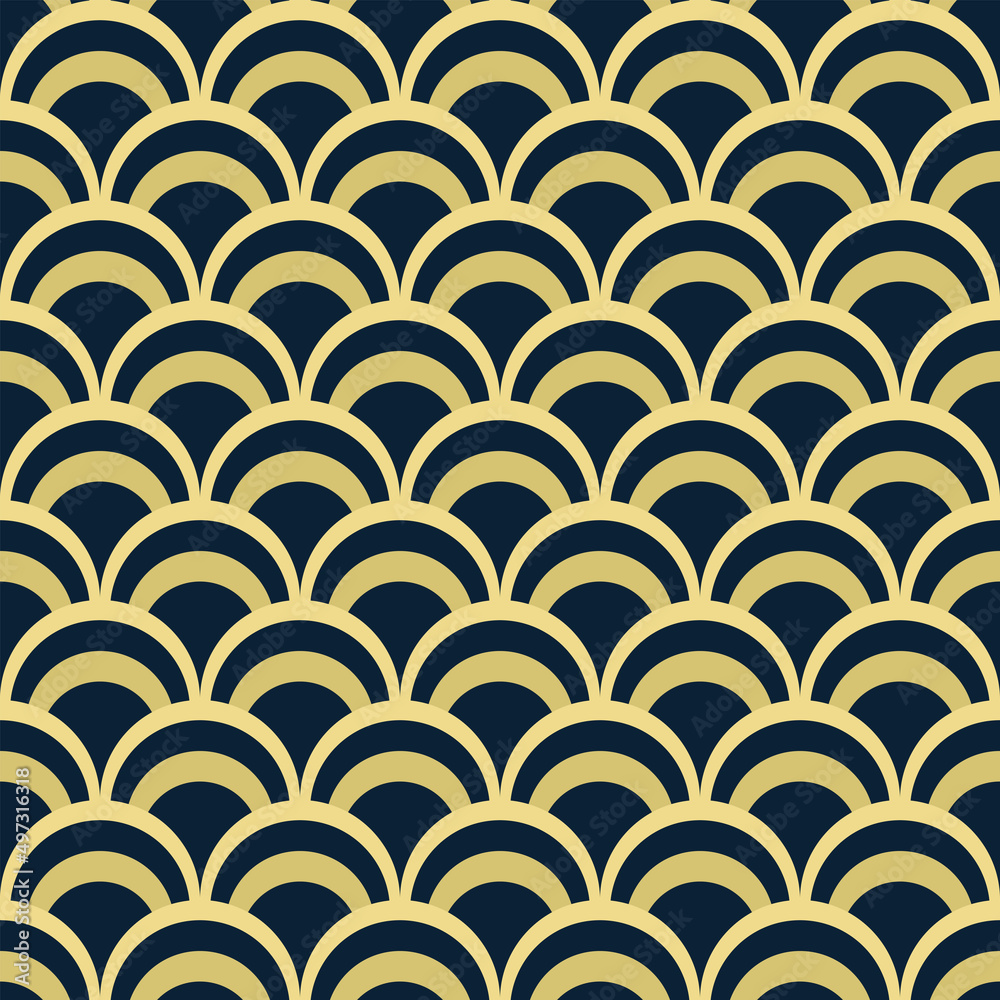 Fish scale abstract geometric seamless pattern. Colorful art deco style nostalgic retro background. Classic Asian fashion print with arcs for fabric, paper Fish scale abstract geometric seamless pattern. Colorful art deco style nostalgic retro background. Classic Asian fashion print with arcs for fabric, paper