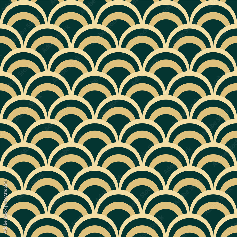 Fish scale abstract geometric seamless pattern. Colorful art deco style nostalgic retro background. Classic Asian fashion print with arcs for fabric, paper Fish scale abstract geometric seamless pattern. Colorful art deco style nostalgic retro background. Classic Asian fashion print with arcs for fabric, paper
