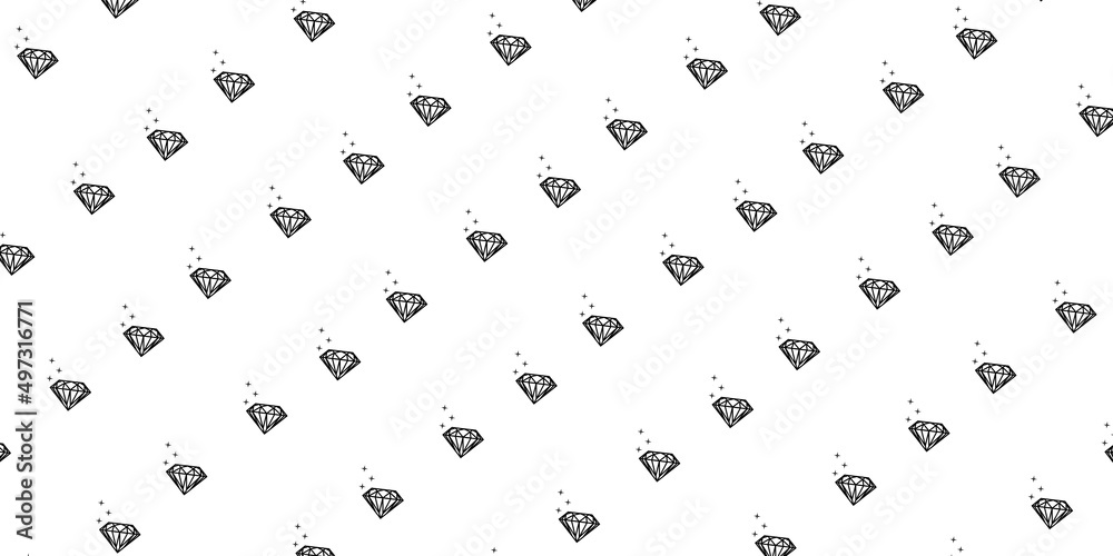 Diamond pattern on white background, illustration, horizontal banner. Diamond background. Diamond pattern on white background, illustration, horizontal banner. Diamond background.