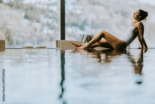 Young woman relaxing on the...